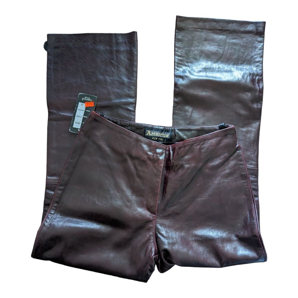 Vintage Deadstock Ambitions Women's Size 32 Cow Leather Sleek Dark Plum 90s
